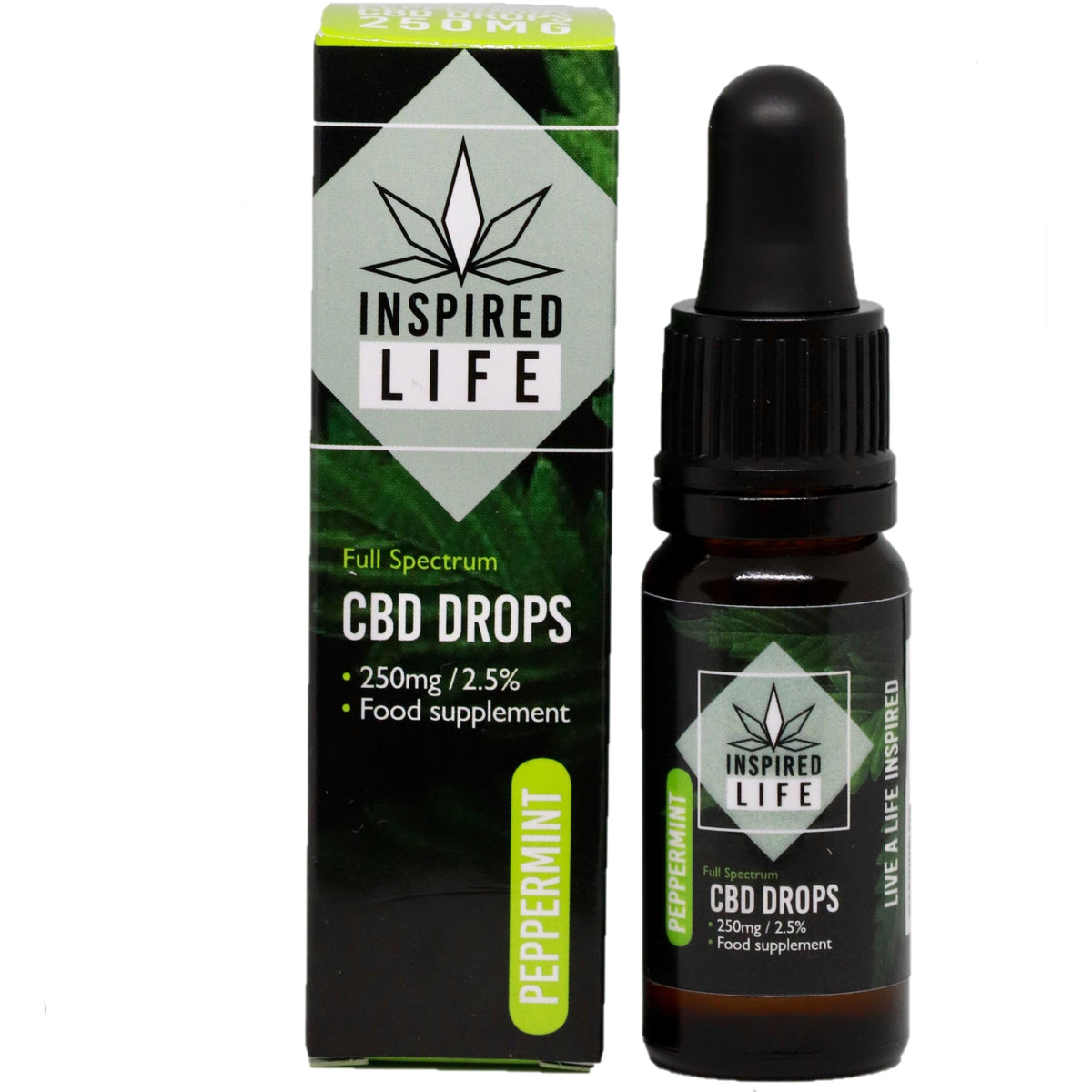 250mg CBD Cannabis Oil Hemp Drops 10ml - Natural and Peppermint - Inspired Life CBD