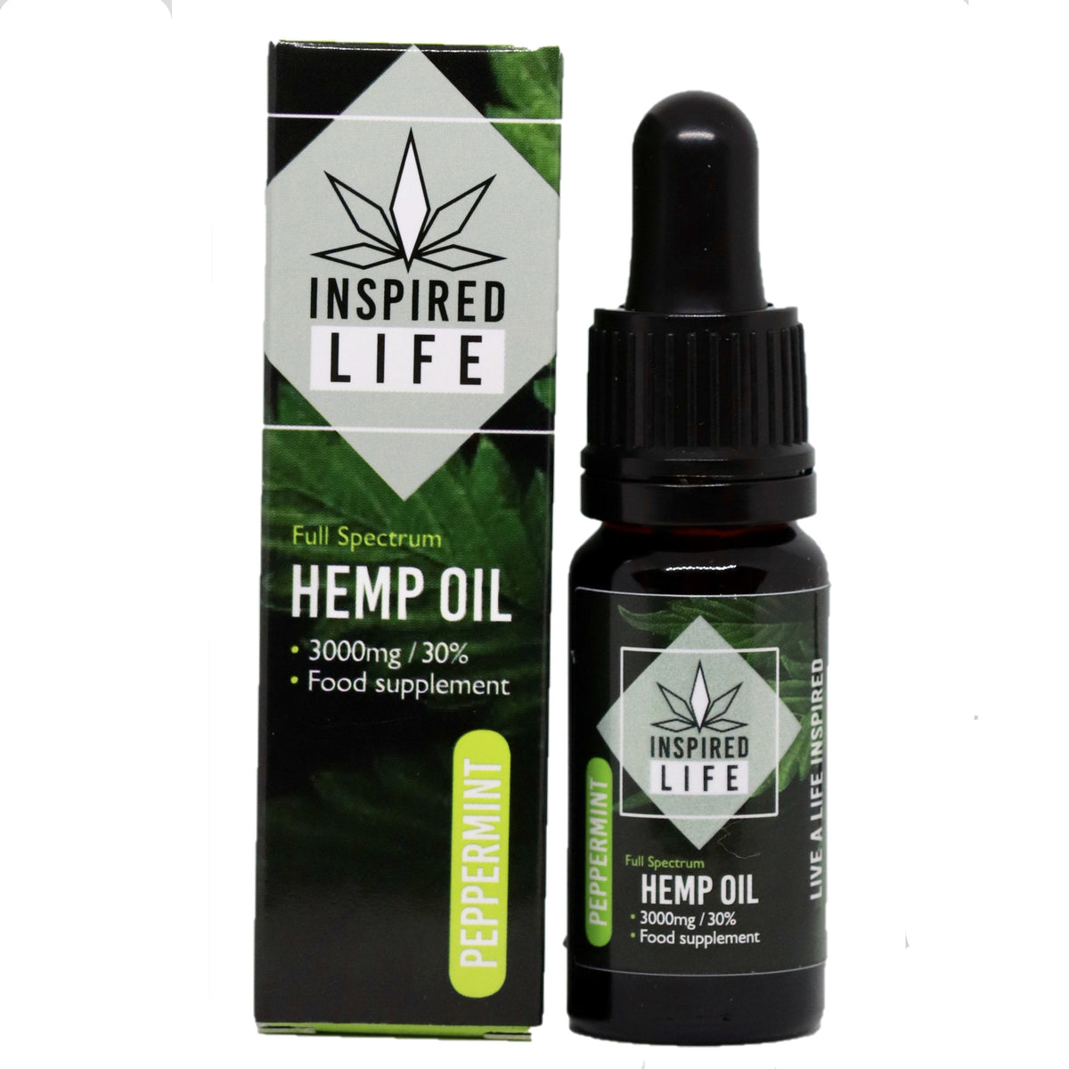 3000mg CBD Cannabis Oil Hemp Drops 10ml - Natural and Peppermint Flavours - Inspired Life CBD