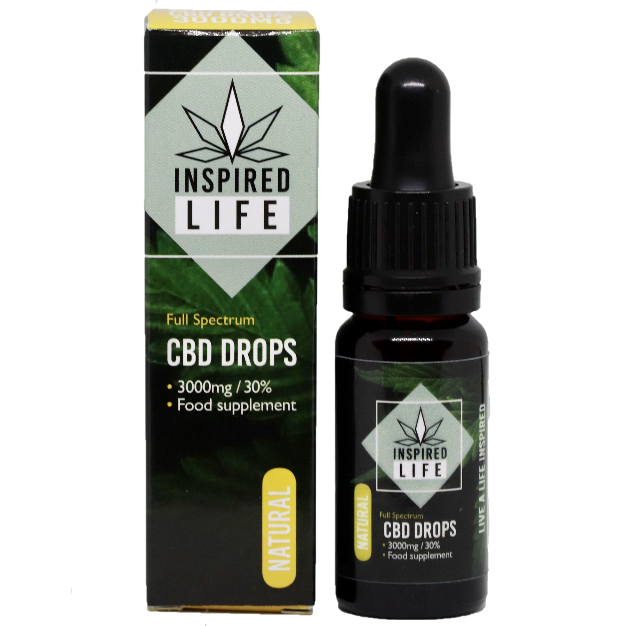 3000mg CBD Cannabis Oil Hemp Drops 10ml - Natural and Peppermint Flavours - Inspired Life CBD